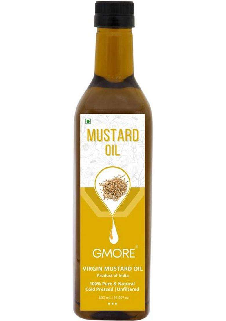 Gmore Cold Pressed/Kachi Ghani - Virgin Unrefined Organic Mustard Oil Plastic Bottle (500 Ml) - Indya