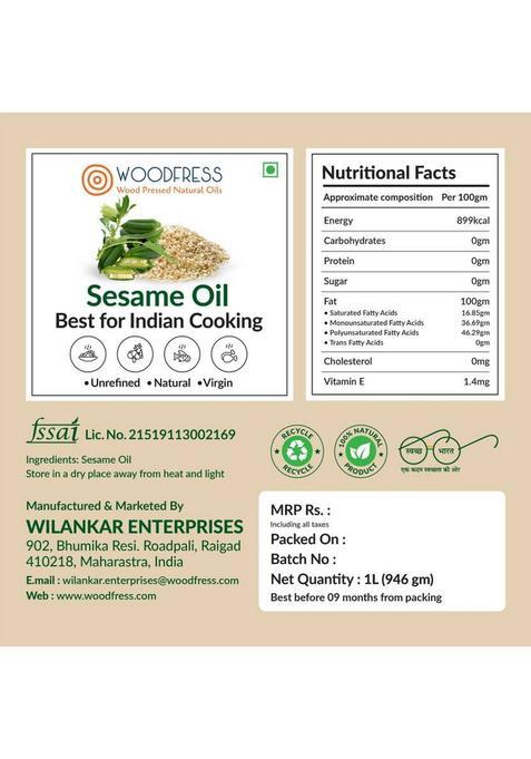 Woodfress Wooden Cold Pressed Sesame Oil 1L