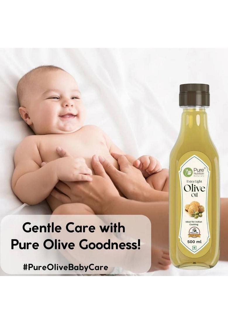 Pure Nutrition Extra Light Olive Oil 500Ml | 100% Ideal For Cooking, Salads, Skin & Hair Pet Bottle (500 Ml)