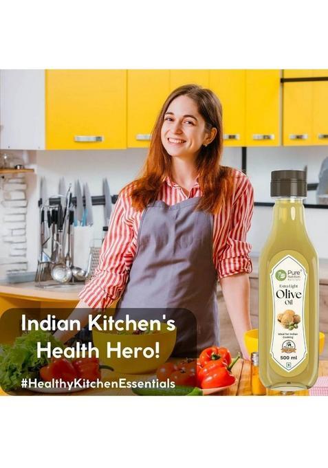 Pure Nutrition Extra Light Olive Oil 500Ml | 100% Ideal For Cooking, Salads, Skin & Hair Pet Bottle (500 Ml)