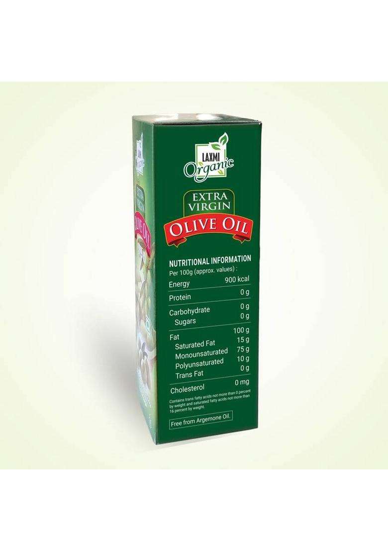 Laxmi Organic Extra Virgin Olive Oil Jaitun Ka Tail Light Edible Cooking Body Hair Massage Tel Box (500 Ml) - Indya