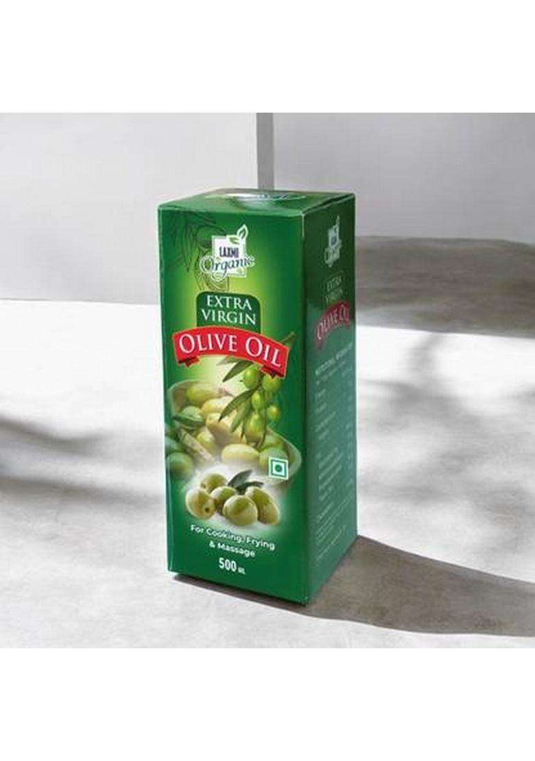 Laxmi Organic Extra Virgin Olive Oil Jaitun Ka Tail Light Edible Cooking Body Hair Massage Tel Box (500 Ml) - Indya