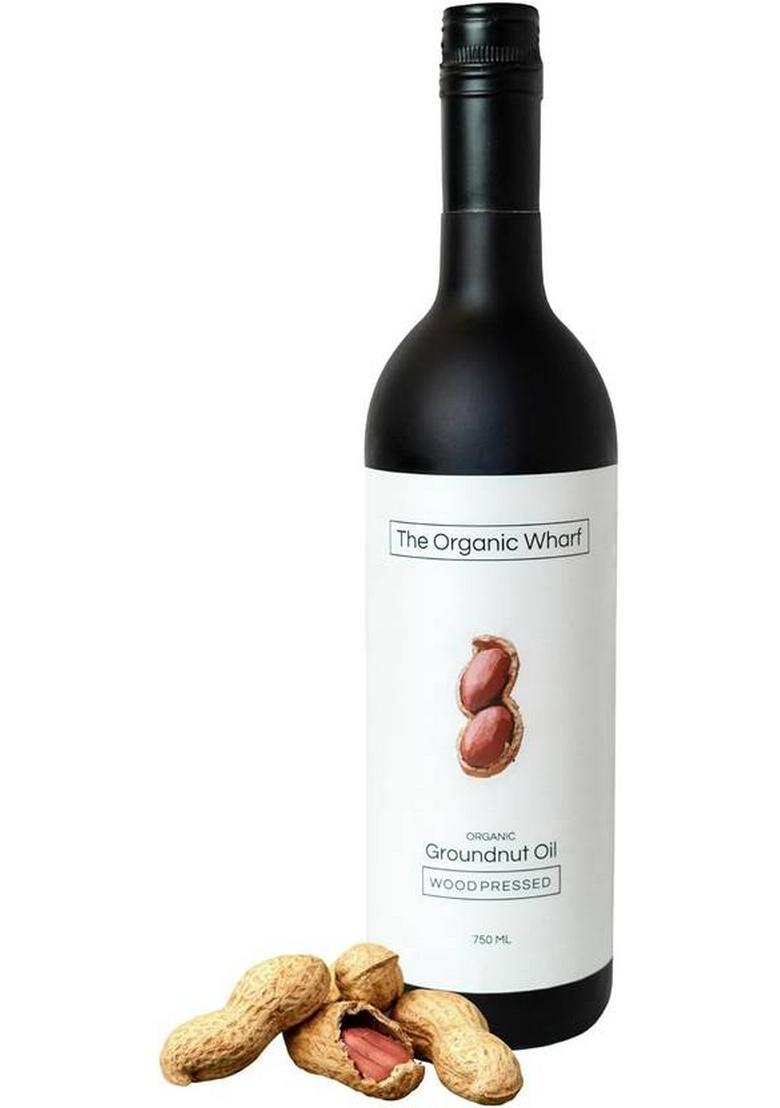 The Organic Wharf Wood Pressed Unrefined Truly Healthy, And Natural Food Oil Chemical Free Groundnut Glass Bottle (750 Ml)