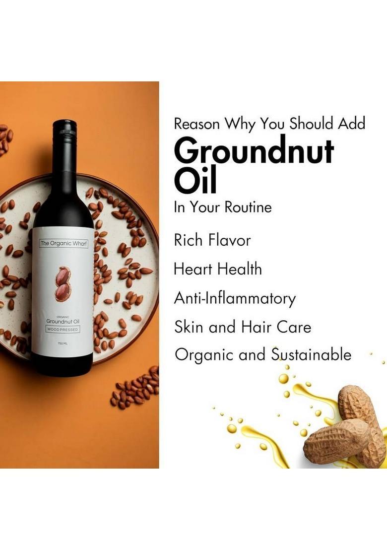 The Organic Wharf Wood Pressed Unrefined Truly Healthy, And Natural Food Oil Chemical Free Groundnut Glass Bottle (750 Ml)