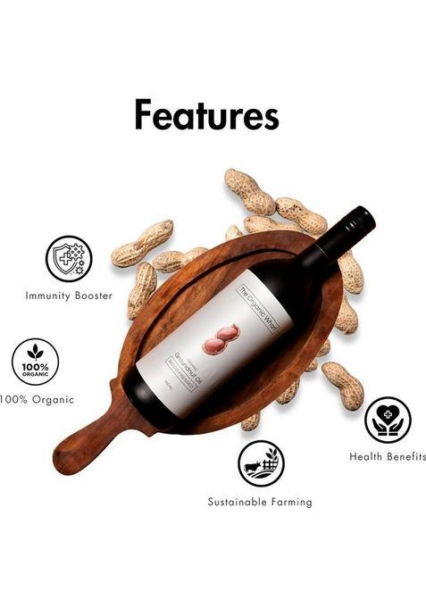 The Organic Wharf Wood Pressed Unrefined Truly Healthy, And Natural Food Oil Chemical Free Groundnut Glass Bottle (750 Ml)