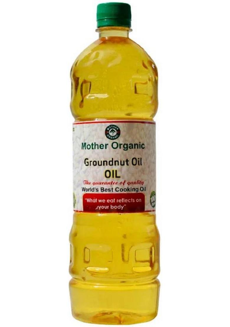 Mother Organic Ground Nut Oil 1 Liter (Pack Of 1) Groundnut Glass Bottle (1000 Ml)