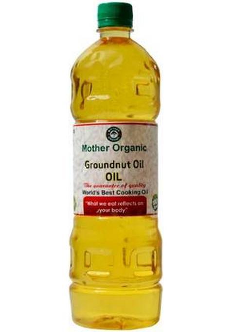 Mother Organic Ground Nut Oil 1 Liter (Pack Of 1) Groundnut Glass Bottle (1000 Ml)