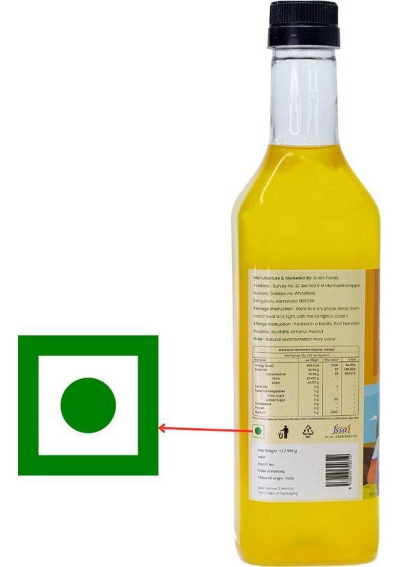 Nutriwood Wood Pressed Groundnut Oil | Traditional Peanut Cooking Pet Bottle (1 L)
