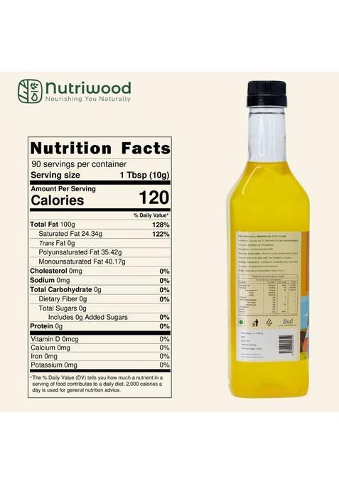 Nutriwood Wood Pressed Groundnut Oil | Traditional Peanut Cooking Pet Bottle (1 L)