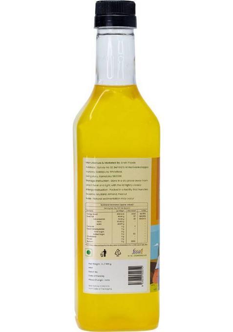 Nutriwood Wood Pressed Groundnut Oil | Traditional Peanut Cooking Pet Bottle (1 L)