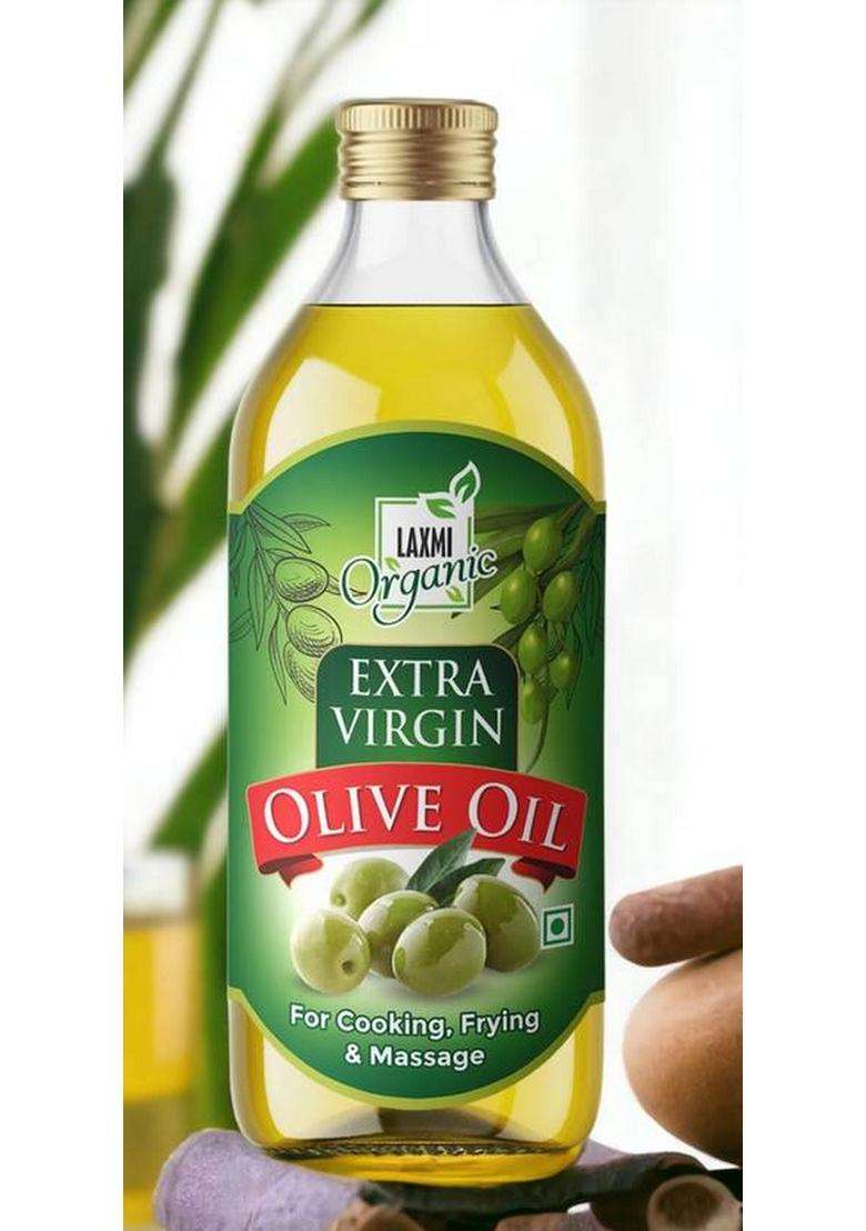 Laxmi Organic Extra Virgin Olive Oil Jaitun Tail Light Edible & Cooking Body Hair Massage Pet Bottle (500 Ml) - Indya
