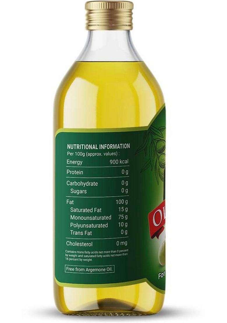Laxmi Organic Extra Virgin Olive Oil Jaitun Tail Light Edible & Cooking Body Hair Massage Pet Bottle (500 Ml) - Indya