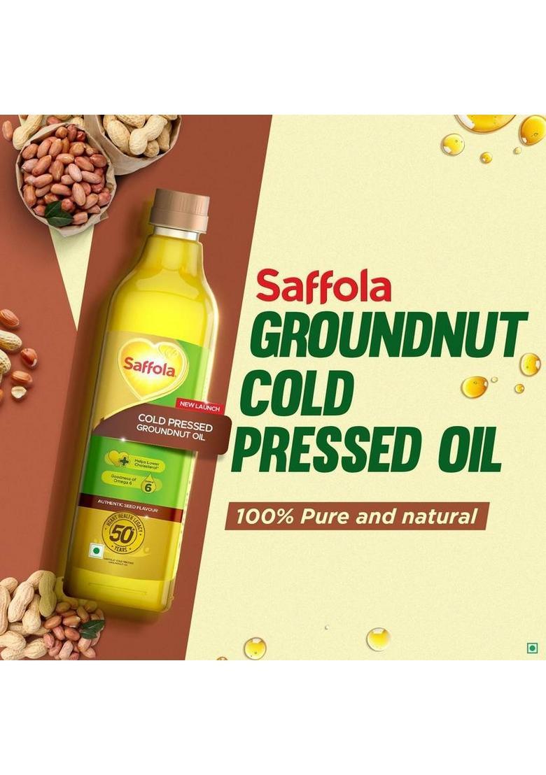 Saffola Cold Pressed Groundnut Oil | Helps Lower Cholesterol Goodness Of Omega 6 Pet Bottle (1 L)