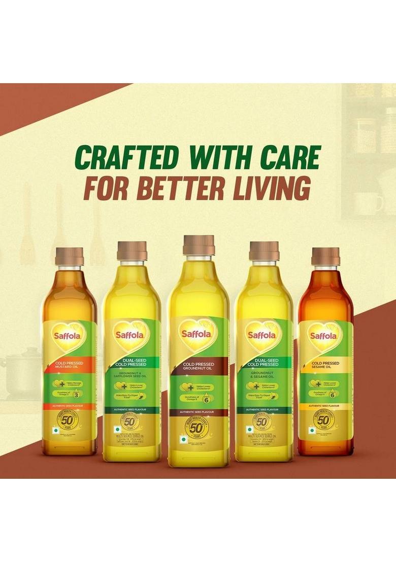 Saffola Cold Pressed Groundnut Oil | Helps Lower Cholesterol Goodness Of Omega 6 Pet Bottle (1 L)