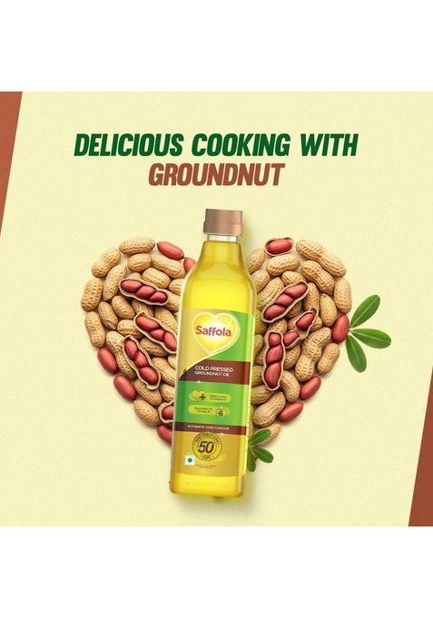 Saffola Cold Pressed Groundnut Oil | Helps Lower Cholesterol Goodness Of Omega 6 Pet Bottle (1 L)