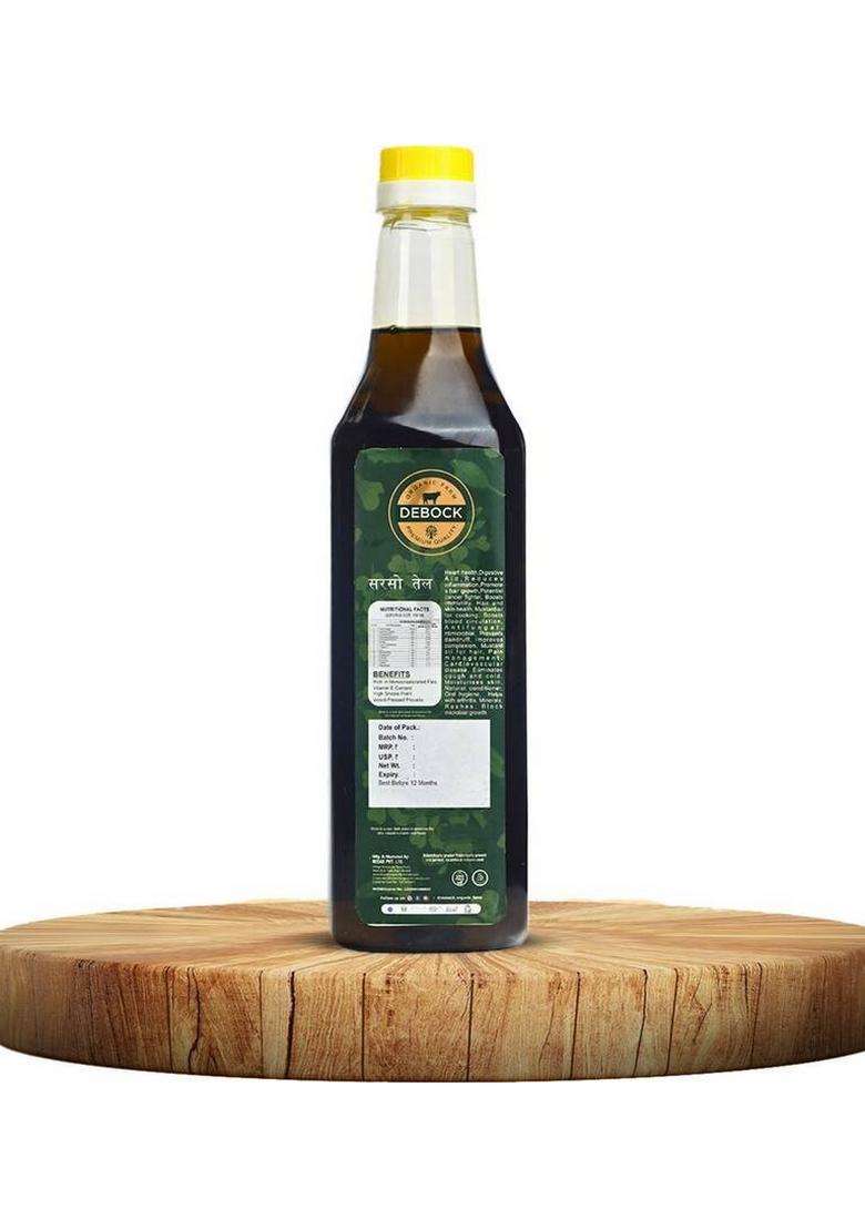 Debock Cold-Pressed (Kachi Ghani) | 100% Organic & Unrefined Rich Aroma Mustard Oil Pet Bottle (1 L) - Indya