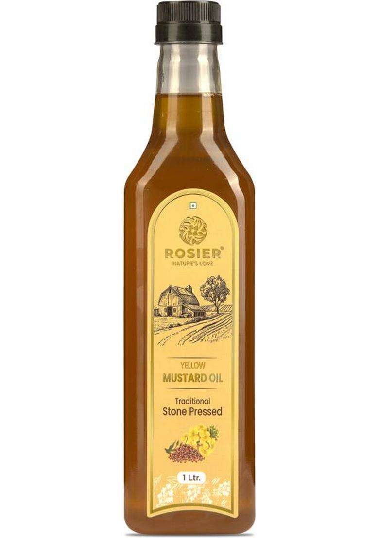 Rosier Wood Pressed Organic Yellow Mustard Oil 1Ltr Pure, Natural & Healthy Pet Bottle (1 L) - Indya