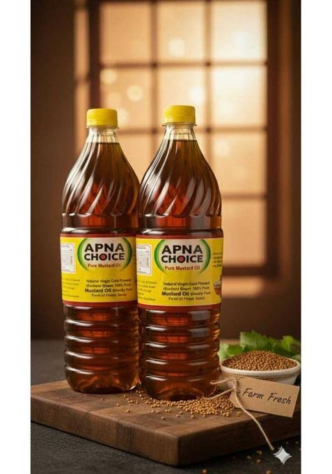 Apna Choice Kachi Ghani Premium Quality Mustard Oil 500 Ml Bottle X 2 | Pet (2 Ml)