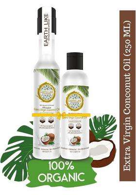 Earth Like 100% Natural Extra Virgin Coconut Oil 250Ml & 100Ml |Cooking , Skin Hair Care Pet Bottle (350 Ml)