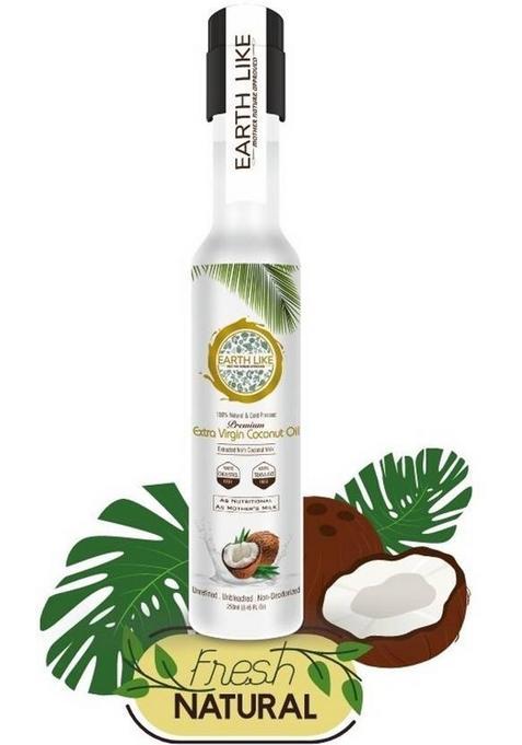 Earth Like 100% Natural Extra Virgin Coconut Oil 250Ml & 100Ml |Cooking , Skin Hair Care Pet Bottle (350 Ml)