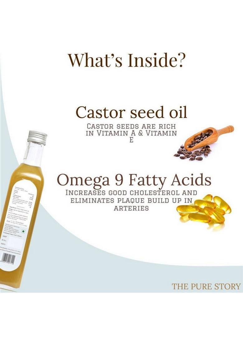 The Pure Story 100% Cold Pressed Castor Oil Glass Bottle (100 Ml)
