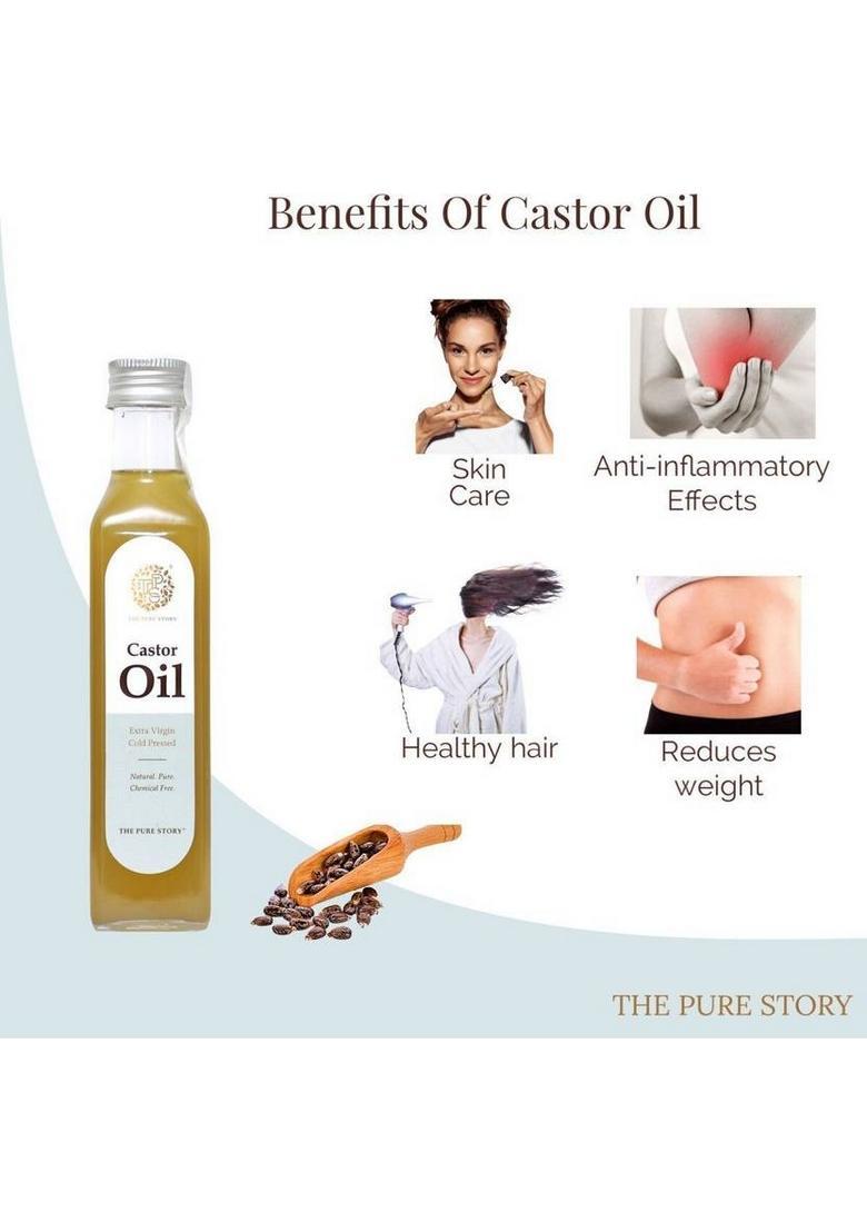 The Pure Story 100% Cold Pressed Castor Oil Glass Bottle (100 Ml)