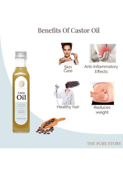 The Pure Story 100% Cold Pressed Castor Oil Glass Bottle (100 Ml)