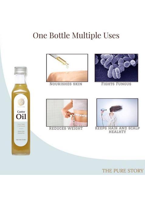 The Pure Story 100% Cold Pressed Castor Oil Glass Bottle (100 Ml)