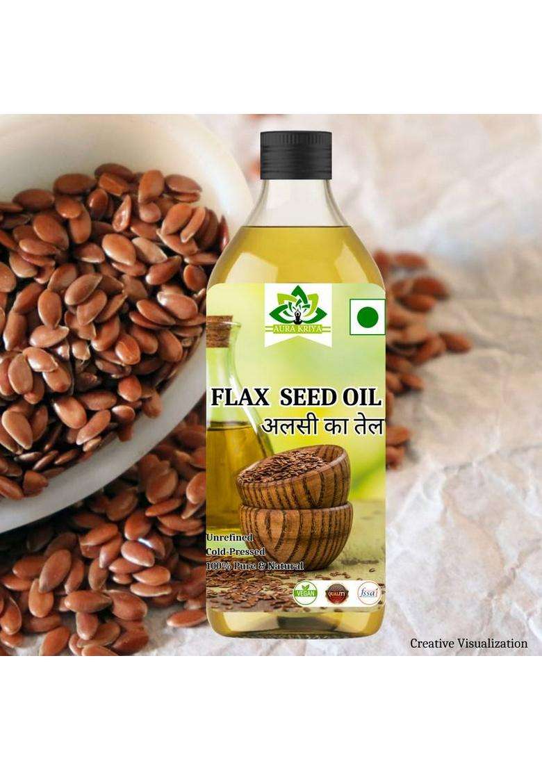 Aura Kriya Premium Flaxseed Oil: Daily Wellness In A Cold-Pressed Bottle | Flex Seeds Oil Pet (500 Ml) - Indya