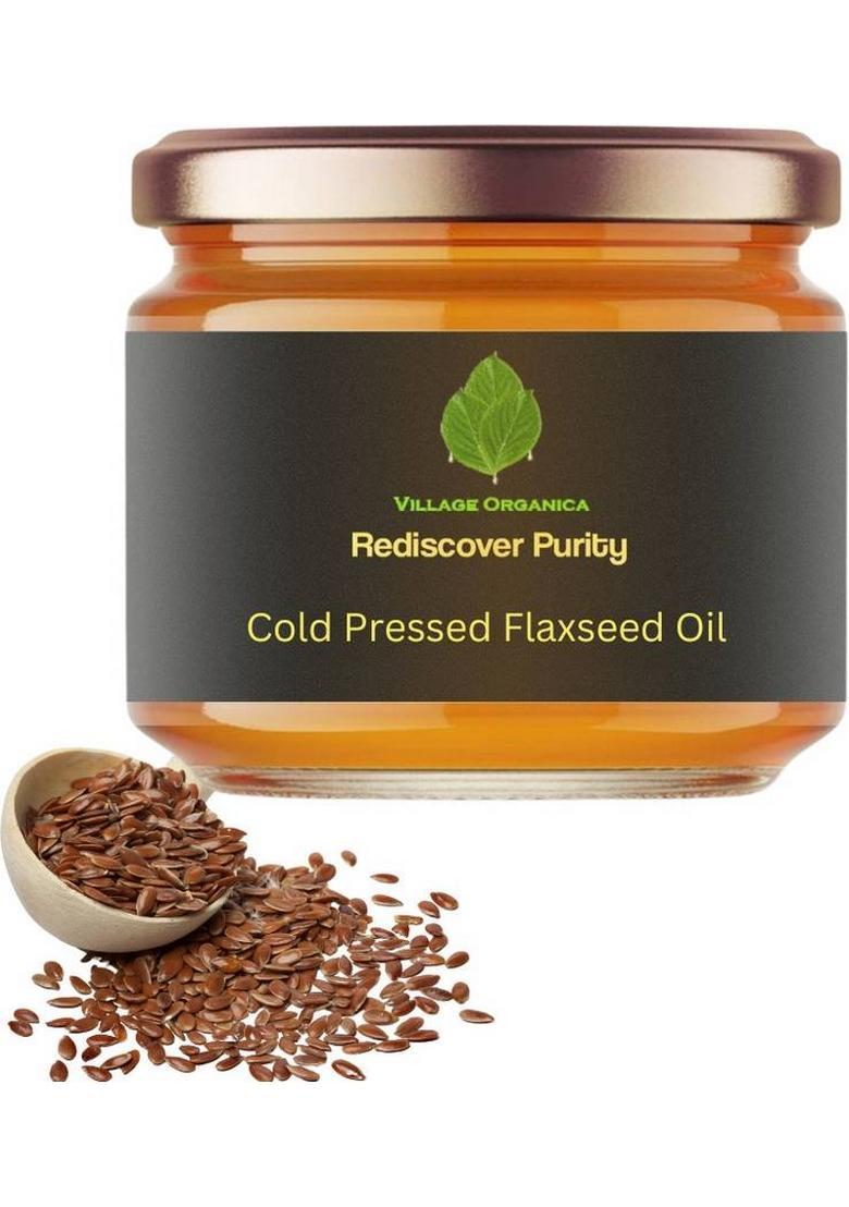 Village Organica Cold Pressed Flaxseed Oil |Linseed |Alsi Ka Tel |Omega-3, 6, 9 | Hair Glass Bottle (2 X 250 Ml)