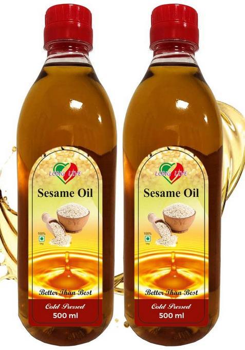 Long Live Organic Extra Virgin 500Ml Pack Of 2 Sesame Oil Plastic Bottle (2 X 500 Ml)