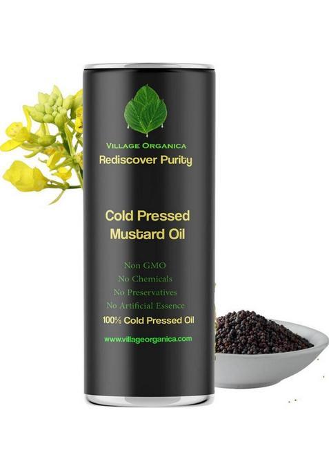 Village Organica Cold Pressed Mustard Oil | Sarson Pure & Unadulterated Chemical Free Tin (1 L)