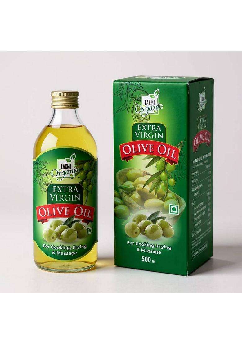 Laxmi Organic Extra Virgin Olive Oil For Cooking Pet Bottle (500 Ml) - Indya