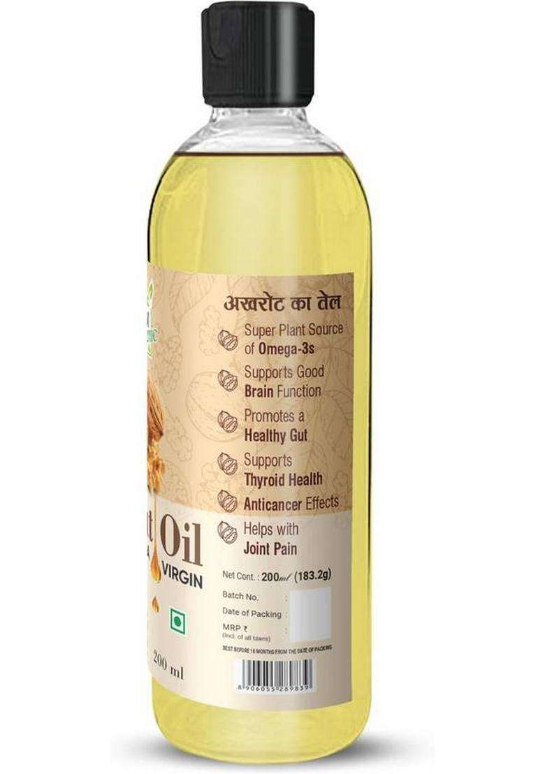 Laxmi Organic Extra Virgin Walnut Oil Cold Press Akhrot Ka Tel For Thyroid Olive Skin Face Pet Bottle (200 Ml) - Indya