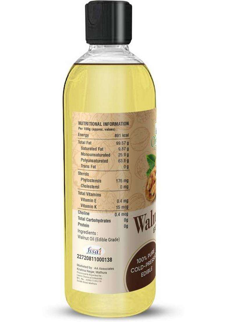 Laxmi Organic Extra Virgin Walnut Oil Cold Press Akhrot Ka Tel For Thyroid Olive Skin Face Pet Bottle (200 Ml) - Indya