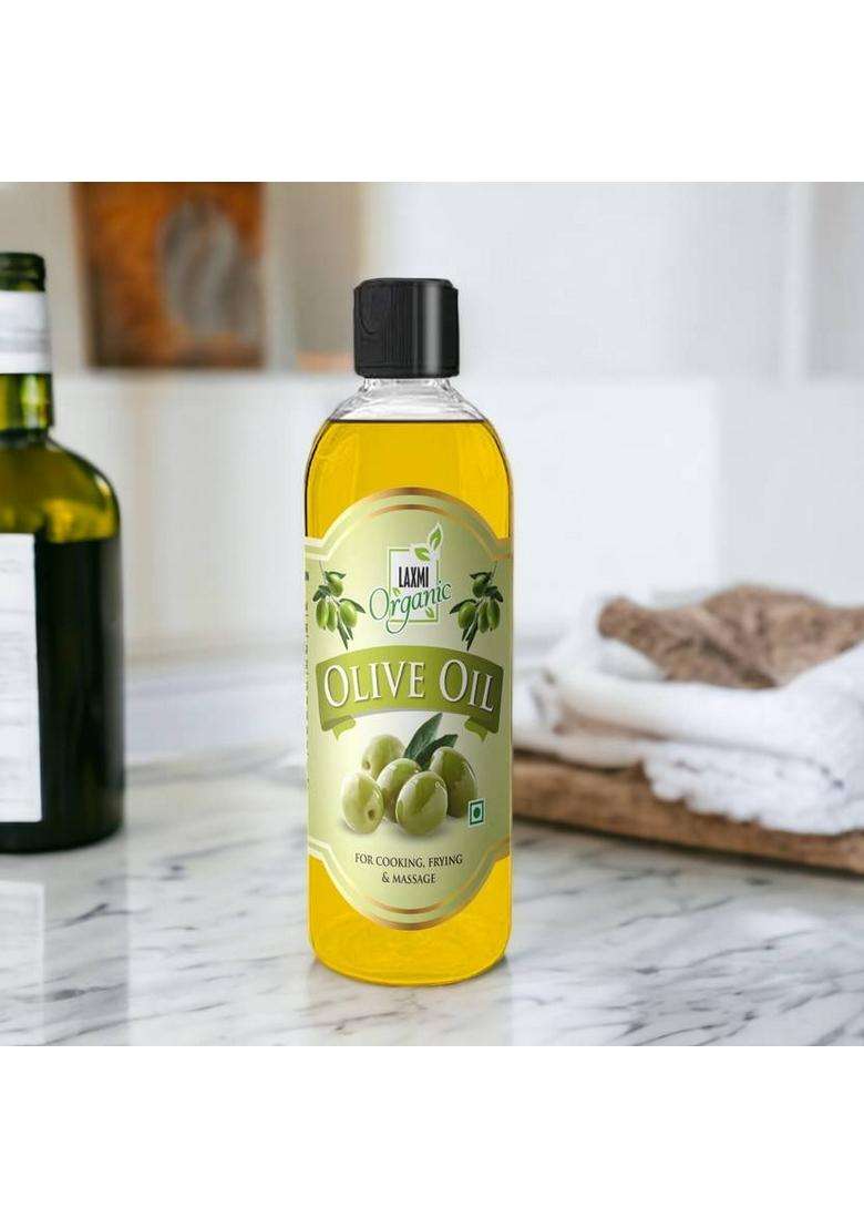 Laxmi Organic Olive Oil Jaitun Ka Tail Virgin Extra Light Edible Cooking Body Hair Massage Tel Pet Bottle (200 Ml) - Indya