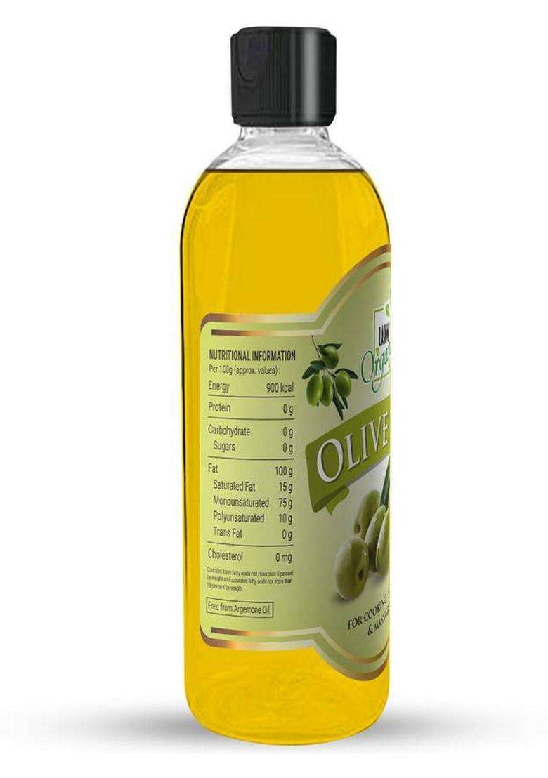 Laxmi Organic Olive Oil Jaitun Ka Tail Virgin Extra Light Edible Cooking Body Hair Massage Tel Pet Bottle (200 Ml) - Indya