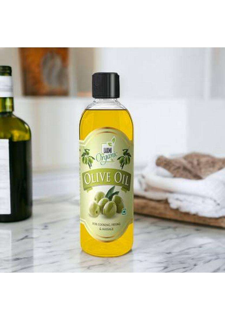 Laxmi Organic Olive Oil Jaitun Ka Tail Virgin Extra Light Edible Cooking Body Hair Massage Tel Pet Bottle (200 Ml) - Indya