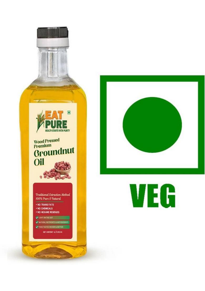 Eat Pure Cold Pressed Groundnut Oil For Heart Health | 1 L Pet Bottle & Natural (1 L)