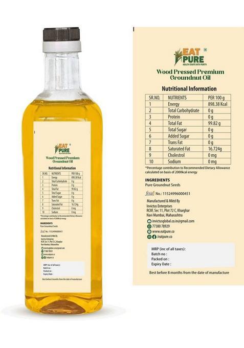 Eat Pure Cold Pressed Groundnut Oil For Heart Health | 1 L Pet Bottle & Natural (1 L)