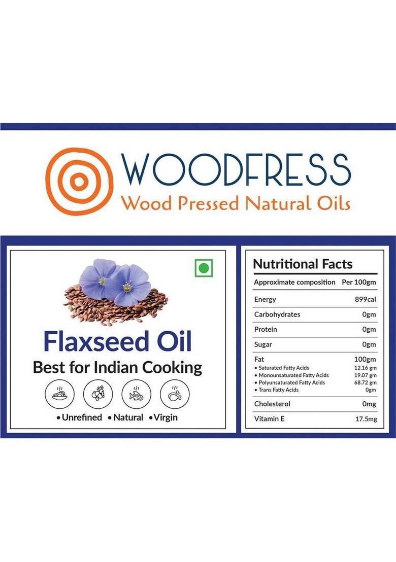 Woodfress Cold Pressed Flaxseed Oil (Omega 3 / Alsi Flax Seed Linseed Javas Jawas) For Cooking & Health Care