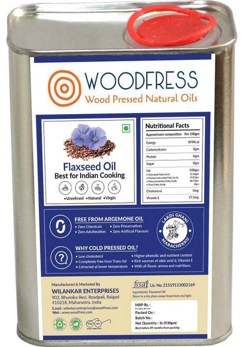 Woodfress Cold Pressed Flaxseed Oil (Omega 3 / Alsi Flax Seed Linseed Javas Jawas) For Cooking & Health Care