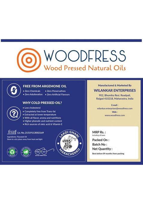 Woodfress Cold Pressed Flaxseed Oil (Omega 3 / Alsi Flax Seed Linseed Javas Jawas) For Cooking & Health Care