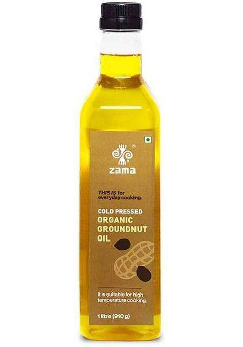 Zama Organics Cold Pressed | Kachi Ghani 100% Pure & Natural, Unadulterated Groundnut Oil Pet Bottle (1 L)