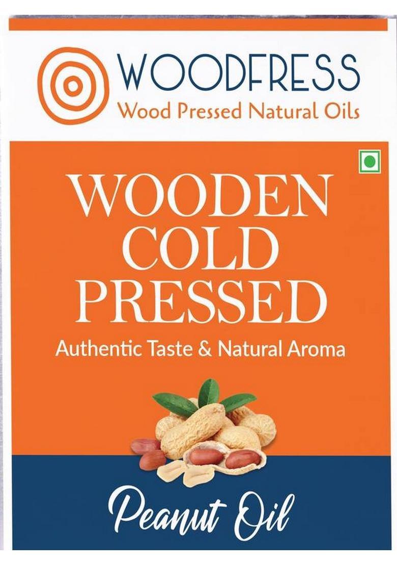 Woodfress Wooden Cold Pressed Groundnut / Peanut Oil 1L (Wood Lakdi Ghani Marachekku) Tin (1 L)