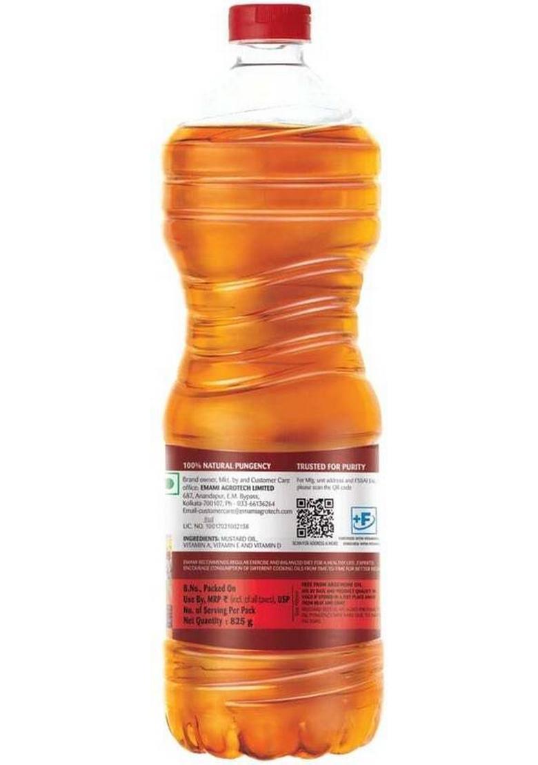 Emami Healthy & Tasty Strong Kachchi Ghani Mustard Oil 1L Pet Bottle Plastic (825 G)