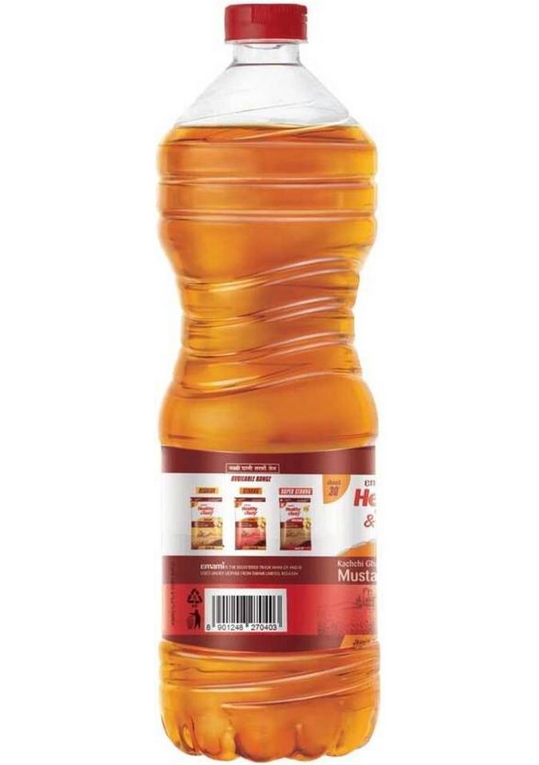 Emami Healthy & Tasty Strong Kachchi Ghani Mustard Oil 1L Pet Bottle Plastic (825 G)