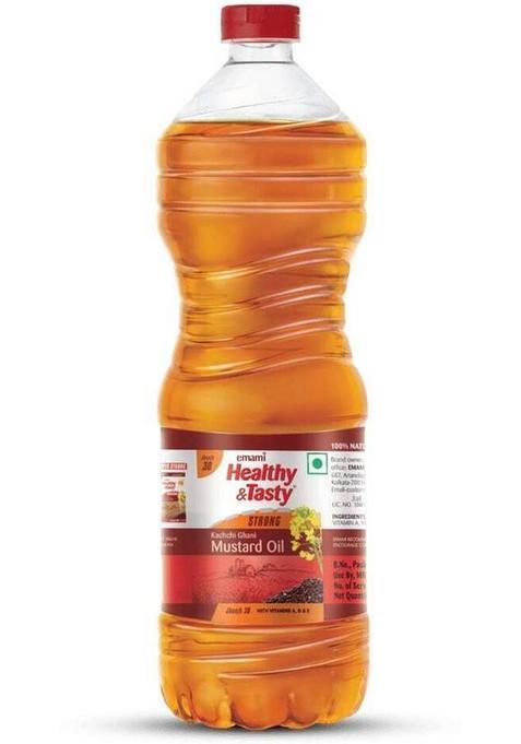 Emami Healthy & Tasty Strong Kachchi Ghani Mustard Oil 1L Pet Bottle Plastic (825 G)
