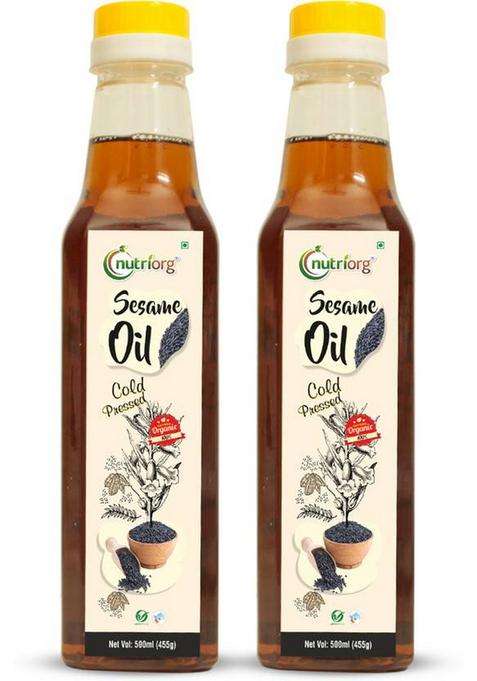 Nutriorg Organic Black Sesame Oil Combo (Pack Of 2) Glass Bottle (2 X 500 Ml)