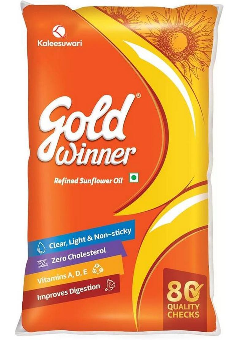 Gold Winner Refined Sunflower Oil Pouch (910 G)